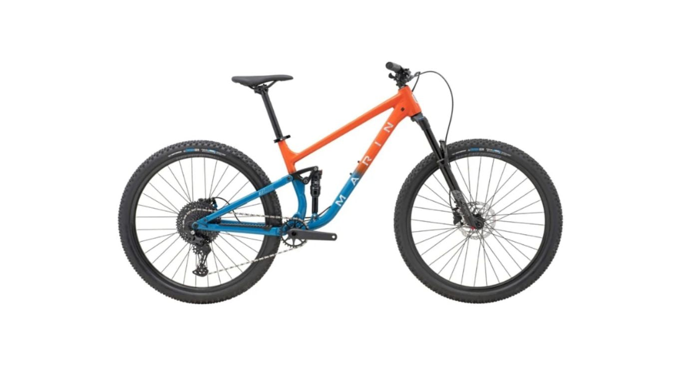 Marin Bikes - Bicicleta de Montaña Doble Suspensión Rift Zone 1 (2024) Naranja-Azul 29"